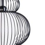 GloboStar® REA 01199 Μοντέρνο Κρεμαστό Φωτιστικό Πλέγμα Μονόφωτο 1 x E27 IP20 Μαύρο Μέταλλο με Λευκό Ύφασμα - Μ31 x Π31 x Υ42cm