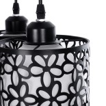GloboStar® RAINELDA 01246 Μοντέρνο Κρεμαστό Φωτιστικό Οροφής Τρίφωτο 3 x E27 Μαύρο Μεταλλικό Πλέγμα με Λευκό Γυαλί Φ40 x Y19cm