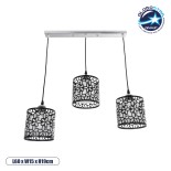 GloboStar® RAINELDA 01247 Μοντέρνο Κρεμαστό Φωτιστικό Ράγα Τρίφωτο 3 x E27 IP20 Μαύρο Μέταλλο με Λευκό Γυαλί - Μ60 x Π15 x Υ19cm