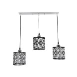 GloboStar® RAINELDA 01247 Μοντέρνο Κρεμαστό Φωτιστικό Ράγα Τρίφωτο 3 x E27 IP20 Μαύρο Μέταλλο με Λευκό Γυαλί - Μ60 x Π15 x Υ19cm