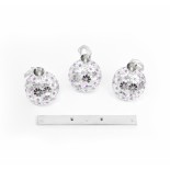 GloboStar® BOUQUET 01249 Μοντέρνο Κρεμαστό Φωτιστικό Μπάλα Τρίφωτο 3 x E27 IP20 Ασημί Μέταλλο με Μωβ Κρύσταλλο - Μ66 x Π18 x Υ24cm