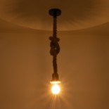 GLOBOSTAR® ROPE 01278 Boho Κρεμαστό Φωτιστικό Οροφής με Ντουί 1 x E27 AC 220-240V IP20 - Μπεζ - Μ10 x Π3.5 x Y100cm