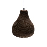 GloboStar® SANTORINI 01292 Boho Κρεμαστό Φωτιστικό Καμπάνα Μονόφωτο 1 x E27 IP20 3D Καφέ Χαρτί - Μ30 x Π30 x Y30cm