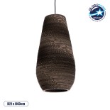 GloboStar® SANTORINI 01294 Boho Κρεμαστό Φωτιστικό Καμπάνα Μονόφωτο 1 x E27 IP20 3D Καφέ Χαρτί - Μ21 x Π21 x Y43cm