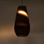 GloboStar® SANTORINI 01294 Boho Κρεμαστό Φωτιστικό Καμπάνα Μονόφωτο 1 x E27 IP20 3D Καφέ Χαρτί - Μ21 x Π21 x Y43cm