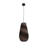 GloboStar® SANTORINI 01294 Boho Κρεμαστό Φωτιστικό Καμπάνα Μονόφωτο 1 x E27 IP20 3D Καφέ Χαρτί - Μ21 x Π21 x Y43cm