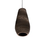 GloboStar® SANTORINI 01294 Boho Κρεμαστό Φωτιστικό Καμπάνα Μονόφωτο 1 x E27 IP20 3D Καφέ Χαρτί - Μ21 x Π21 x Y43cm
