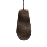 GloboStar® SANTORINI 01294 Boho Κρεμαστό Φωτιστικό Καμπάνα Μονόφωτο 1 x E27 IP20 3D Καφέ Χαρτί - Μ21 x Π21 x Y43cm