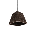 GloboStar® SANTORINI 01295 Boho Κρεμαστό Φωτιστικό Καμπάνα Μονόφωτο 1 x E27 IP20 3D Καφέ Χαρτί - Μ38 x Π38 x Υ30cm