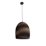 GloboStar® SANTORINI 01296 Boho Κρεμαστό Φωτιστικό Καμπάνα Μονόφωτο 1 x E27 IP20 3D Καφέ Χαρτί - Μ35 x Π35 x Υ40cm