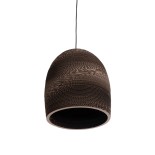 GloboStar® SANTORINI 01296 Boho Κρεμαστό Φωτιστικό Καμπάνα Μονόφωτο 1 x E27 IP20 3D Καφέ Χαρτί - Μ35 x Π35 x Υ40cm