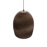 GloboStar® SANTORINI 01296 Boho Κρεμαστό Φωτιστικό Καμπάνα Μονόφωτο 1 x E27 IP20 3D Καφέ Χαρτί - Μ35 x Π35 x Υ40cm