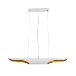 GloboStar® ESTERINA 01305 Μοντέρνο Κρεμαστό Φωτιστικό Ράγα Δίφωτο 2 x E27 IP20 Λευκό & Χρυσό Μέταλλο - Μ60 x Π6 x Υ6cm