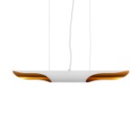 GloboStar® ESTERINA 01305 Μοντέρνο Κρεμαστό Φωτιστικό Ράγα Δίφωτο 2 x E27 IP20 Λευκό & Χρυσό Μέταλλο - Μ60 x Π6 x Υ6cm