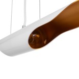 GloboStar® ESTERINA 01305 Μοντέρνο Κρεμαστό Φωτιστικό Ράγα Δίφωτο 2 x E27 IP20 Λευκό & Χρυσό Μέταλλο - Μ60 x Π6 x Υ6cm