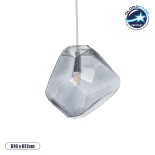 GloboStar® RINA 01307 Μοντέρνο Κρεμαστό Φωτιστικό Οροφής Μονόφωτο 1 x G9 Γυάλινο Γκρι Διάφανο Μ14 x Π17 x Υ17cm