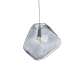 GloboStar® RINA 01307 Μοντέρνο Κρεμαστό Φωτιστικό Οροφής Μονόφωτο 1 x G9 Γυάλινο Γκρι Διάφανο Μ14 x Π17 x Υ17cm