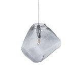 GloboStar® RINA 01307 Μοντέρνο Κρεμαστό Φωτιστικό Οροφής Μονόφωτο 1 x G9 Γυάλινο Γκρι Διάφανο Μ14 x Π17 x Υ17cm