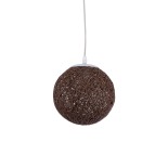 GloboStar® OCEANA 01354 Boho Κρεμαστό Φωτιστικό Μπάλα Μονόφωτο 1 x E27 IP20 Καφέ Ρατάν - Μ20 x Π20 x Υ20cm