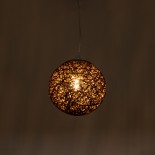 GloboStar® OCEANA 01354 Boho Κρεμαστό Φωτιστικό Μπάλα Μονόφωτο 1 x E27 IP20 Καφέ Ρατάν - Μ20 x Π20 x Υ20cm