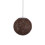 GloboStar® OCEANA 01354 Boho Κρεμαστό Φωτιστικό Μπάλα Μονόφωτο 1 x E27 IP20 Καφέ Ρατάν - Μ20 x Π20 x Υ20cm