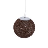 GloboStar® OCEANA 01354 Boho Κρεμαστό Φωτιστικό Μπάλα Μονόφωτο 1 x E27 IP20 Καφέ Ρατάν - Μ20 x Π20 x Υ20cm