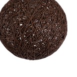 GloboStar® OCEANA 01354 Boho Κρεμαστό Φωτιστικό Μπάλα Μονόφωτο 1 x E27 IP20 Καφέ Ρατάν - Μ20 x Π20 x Υ20cm