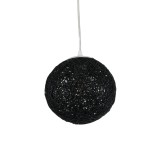 GloboStar® OCEANA 01356 Boho Κρεμαστό Φωτιστικό Μπάλα Μονόφωτο 1 x E27 IP20 Μαύρο Ρατάν - Μ20 x Π20 x Υ20cm