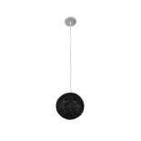 GloboStar® OCEANA 01356 Boho Κρεμαστό Φωτιστικό Μπάλα Μονόφωτο 1 x E27 IP20 Μαύρο Ρατάν - Μ20 x Π20 x Υ20cm