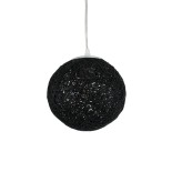 GloboStar® OCEANA 01356 Boho Κρεμαστό Φωτιστικό Μπάλα Μονόφωτο 1 x E27 IP20 Μαύρο Ρατάν - Μ20 x Π20 x Υ20cm