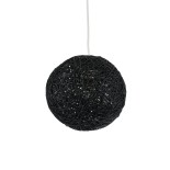 GloboStar® OCEANA 01356 Boho Κρεμαστό Φωτιστικό Μπάλα Μονόφωτο 1 x E27 IP20 Μαύρο Ρατάν - Μ20 x Π20 x Υ20cm