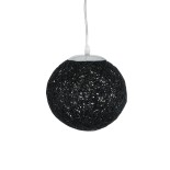GloboStar® OCEANA 01356 Boho Κρεμαστό Φωτιστικό Μπάλα Μονόφωτο 1 x E27 IP20 Μαύρο Ρατάν - Μ20 x Π20 x Υ20cm