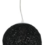 GloboStar® OCEANA 01356 Boho Κρεμαστό Φωτιστικό Μπάλα Μονόφωτο 1 x E27 IP20 Μαύρο Ρατάν - Μ20 x Π20 x Υ20cm