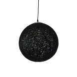 GloboStar® OCEANA 01360 Boho Κρεμαστό Φωτιστικό Μπάλα Μονόφωτο 1 x E27 IP20 Μαύρο Σχοινί - Μ40 x Π40 x Υ40cm