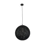 GloboStar® OCEANA 01360 Boho Κρεμαστό Φωτιστικό Μπάλα Μονόφωτο 1 x E27 IP20 Μαύρο Σχοινί - Μ40 x Π40 x Υ40cm