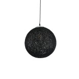 GloboStar® OCEANA 01360 Boho Κρεμαστό Φωτιστικό Μπάλα Μονόφωτο 1 x E27 IP20 Μαύρο Σχοινί - Μ40 x Π40 x Υ40cm