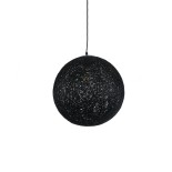 GloboStar® OCEANA 01360 Boho Κρεμαστό Φωτιστικό Μπάλα Μονόφωτο 1 x E27 IP20 Μαύρο Σχοινί - Μ40 x Π40 x Υ40cm