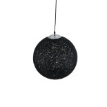 GloboStar® OCEANA 01360 Boho Κρεμαστό Φωτιστικό Μπάλα Μονόφωτο 1 x E27 IP20 Μαύρο Σχοινί - Μ40 x Π40 x Υ40cm