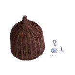 GloboStar® BAHAMAS 01369 Boho Κρεμαστό Φωτιστικό Καμπάνα Μονόφωτο 1 x E27 IP20 Καφέ Ξύλο - Μ60 x Π60 x Υ60cm