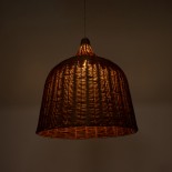 GloboStar® BAHAMAS 01369 Boho Κρεμαστό Φωτιστικό Καμπάνα Μονόφωτο 1 x E27 IP20 Καφέ Ξύλο - Μ60 x Π60 x Υ60cm