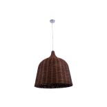 GloboStar® BAHAMAS 01369 Boho Κρεμαστό Φωτιστικό Καμπάνα Μονόφωτο 1 x E27 IP20 Καφέ Ξύλο - Μ60 x Π60 x Υ60cm