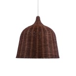 GloboStar® BAHAMAS 01369 Boho Κρεμαστό Φωτιστικό Καμπάνα Μονόφωτο 1 x E27 IP20 Καφέ Ξύλο - Μ60 x Π60 x Υ60cm