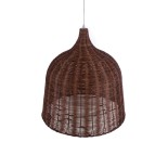 GloboStar® BAHAMAS 01369 Boho Κρεμαστό Φωτιστικό Καμπάνα Μονόφωτο 1 x E27 IP20 Καφέ Ξύλο - Μ60 x Π60 x Υ60cm