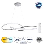 GLOBOSTAR® DEXTER 60919 Μοντέρνο Κρεμαστό Φωτιστικό Οροφής LED 120W 13440lm 300° AC 220-240V IP20 Ρυθμιζόμενο Λευκό CCT με Χειριστήριο από 2700K έως 6000K Dimmable - Lumileds SMD Chip - Νίκελ Βούρτσας - Μ103 x Π103 x Υ30cm - 3 Χρόνια Εγγύηση