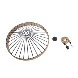 GloboStar® SAHARA 01416 Moντέρνο Κρεμαστό Φωτιστικό Σχοινί Μονόφωτο 1 x E27 IP20 Μαύρο Μέταλλο με Μπεζ Σχοινί - Μ80 x Π80 x Y25cm