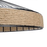 GloboStar® SAHARA 01416 Moντέρνο Κρεμαστό Φωτιστικό Σχοινί Μονόφωτο 1 x E27 IP20 Μαύρο Μέταλλο με Μπεζ Σχοινί - Μ80 x Π80 x Y25cm