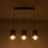 GloboStar® LANA 01425 Μοντέρνο Κρεμαστό Φωτιστικό Ράγα Τρίφωτο 3 x E27 IP20 Μαύρο Μέταλλο με Καφέ Ξύλο - Μ60 x Π13 x Υ18cm