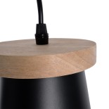 GloboStar® LANA 01425 Μοντέρνο Κρεμαστό Φωτιστικό Ράγα Τρίφωτο 3 x E27 IP20 Μαύρο Μέταλλο με Καφέ Ξύλο - Μ60 x Π13 x Υ18cm