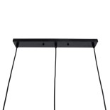 GloboStar® LANA 01425 Μοντέρνο Κρεμαστό Φωτιστικό Ράγα Τρίφωτο 3 x E27 IP20 Μαύρο Μέταλλο με Καφέ Ξύλο - Μ60 x Π13 x Υ18cm