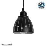 GloboStar® COOLIE 01476 Μοντέρνο Κρεμαστό Φωτιστικό Μονόφωτο Καμπάνα 1 x E27 IP20 Μαύρο & Ασημί Μέταλλο - Μ12.5 x Π12.5 x Υ11.5cm